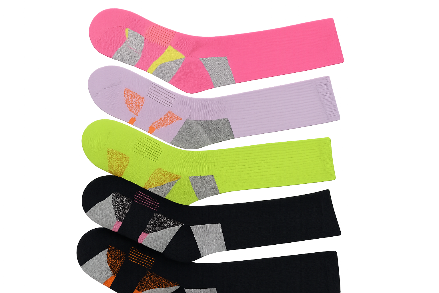 Athletic Long Socks 6 Pair Sizes 9-11 Gel Cushion, Compression 5-10 Women's